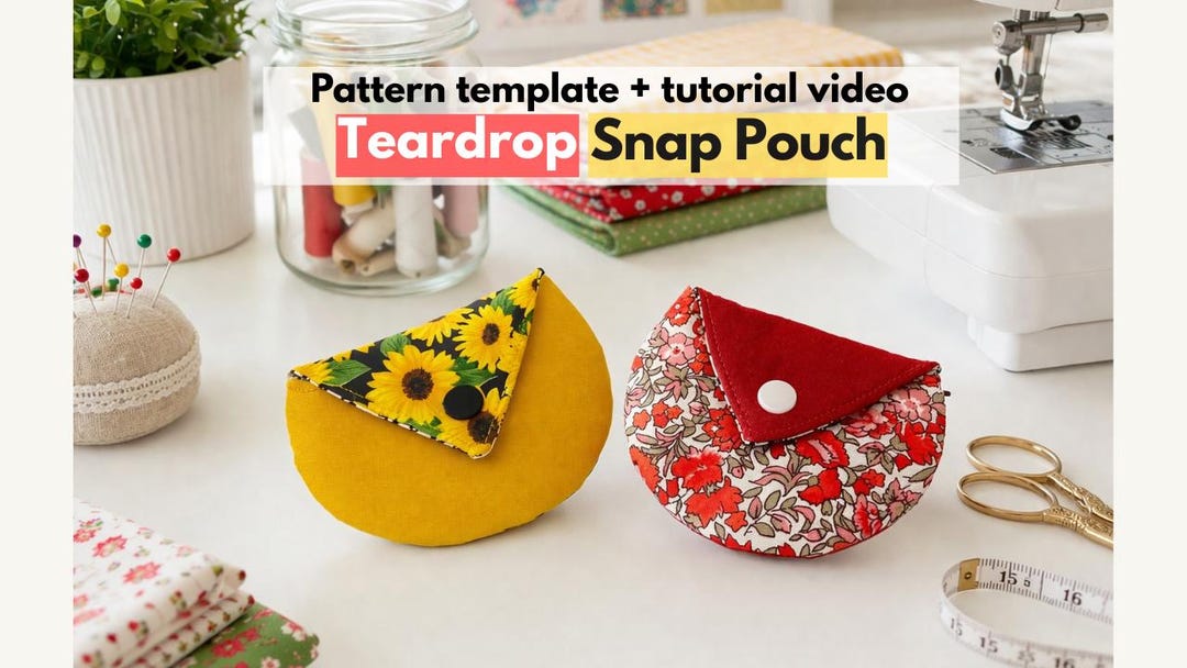 DIY Teardrop Mini Coin Purse Snap Pouch Sewing Pattern [printable ...