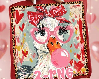 Leopard Valentine's Day Goose PNG, Cute Goose Lover png, Funny Love Quote PNG, Romantic Gift Design, Cute Animal png, Pink Bubblegum Art