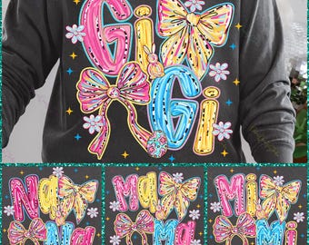 Mamá PNG / Mamá con lazo coqueto PNG / Mamá de Pascua con salpicaduras coloridas PNG / Diseño retro para mamá / Regalo del Día de la Madre / Mamá Mimi Gigi Nana PNG