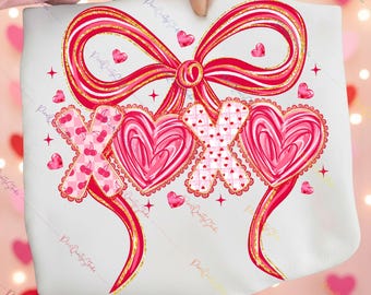 XOXO Valentine PNG, Letras xoxo con lazo rosa PNG, Patrón de corazones lindos por sublimación, Clipart de San Valentín, Decoración de amor, Descarga digital