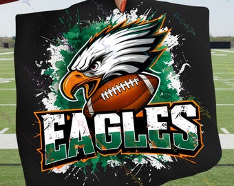 Mascota de fútbol de las Águilas PNG / Diseño desgastado con salpicaduras verdes / Archivo de sublimación deportiva / Camiseta de fan del equipo de Filadelfia (descarga digital)