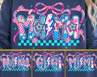 Mamá PNG / Mamá retro coqueta PNG / Diseño de mamá con salpicaduras coloridas / Mamá de Pascua del Día de la Madre PNG / Paquete de PNG de Mimi Gigi Nana Mom