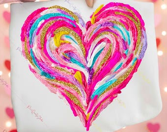 Corazón de San Valentín tejido a crochet con hilo y gancho, PNG, Corazón colorido de San Valentín tejido con hilo sintético, PNG, San Valentín retro, PNG de amor, PNG de San Valentín para niñas