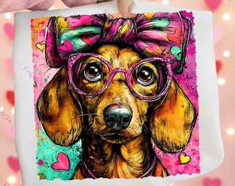 Valentine Dachshund png, Valentine Dog Coquette Png, Valentine Heart Png, Dog Mom Png, Valentine's Day, Retro Valentine Png, Digital File