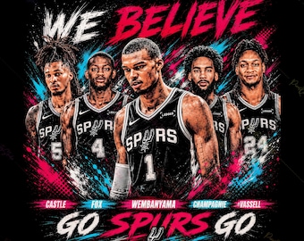 We Believe Spurs PNG, Go Spurs Go Basketball Graphic, Retro Game Day Shirt Design, Vintage San Antonio Fan PNG, Team Spirit Sports Art