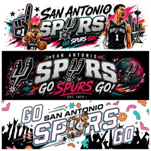 San Antonio Spurs Banner, Go Spurs Go Wall Decor, Basketball Party Banner, Spurs Fan Printable Design, Sports Celebration Bundle