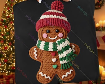 Pan de jengibre png, Navidad, ganchillo png, hilo sintético, pan de jengibre png, camiseta navideña png, muñeco de nieve navideño png, pan de jengibre rosa png
