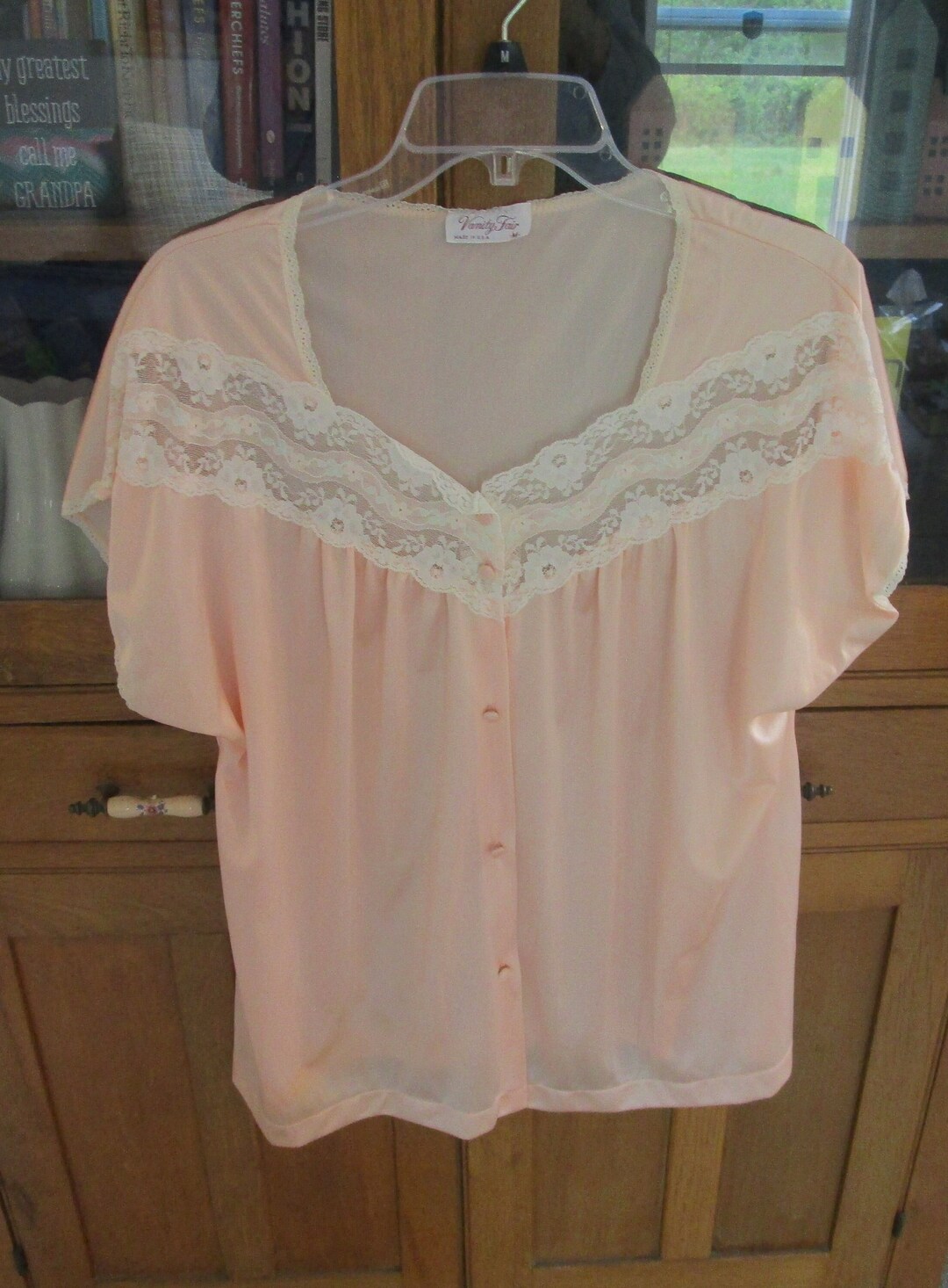 Vintage Vanity Fair Pajamas Top and Long Pants Coral Lace Size M Etsy