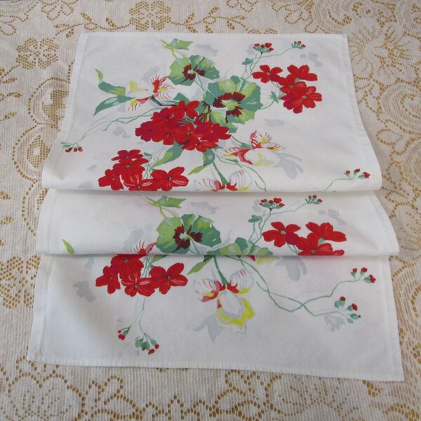 Vintage Wilendur Kitchen Towel Red Geraniums