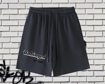 Unhinged EST 2026 Vintage Wash Cotton Shorts for MEN