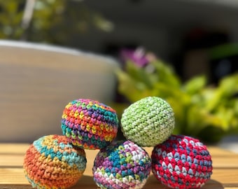 Handgemaakte gehaakte Hacky Sack | Verzwaarde voetenzak | Zintuiglijk fidgetspeeltje | Dopamine-decor | Retro Y2K-festivalcadeau | Aangepaste kleur stressbal