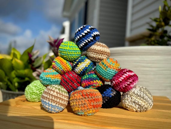 Handmade Crochet Hacky Sack | Mystery or Custom Colors | Weighted Footbag, Sensory Toy (Y2K Nostalgia)