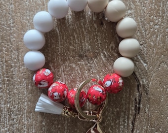 Llavero de pulsera / Pulsera navideña con cuentas de silicona / Llavero tipo pulsera / Llavero con cuentas / Regalo de Navidad / Regalo de cumpleaños / Llavero