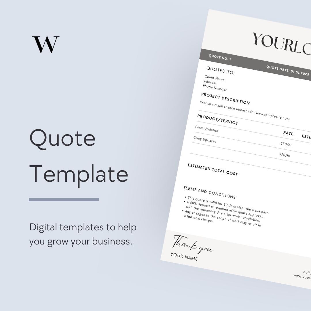 Business Quote Template - Etsy