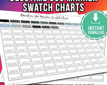 DecoTime 300 Marker Swatch Chart • Printable Twinmarkers Colour Chart PDF • Alcohol Marker Set Organiser (A4 & US Letter)