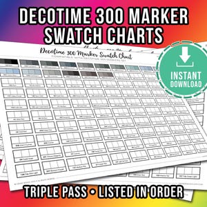 Carta de colores de los marcadores DecoTime 300 • Carta de colores de triple pasada (PDF) • Hoja de muestras de marcadores de alcohol imprimible (A4 y Carta EE. UU.)