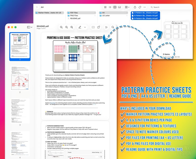 Marker Pattern Practice Sheets Printable • Alcohol Marker Practice PDF ...
