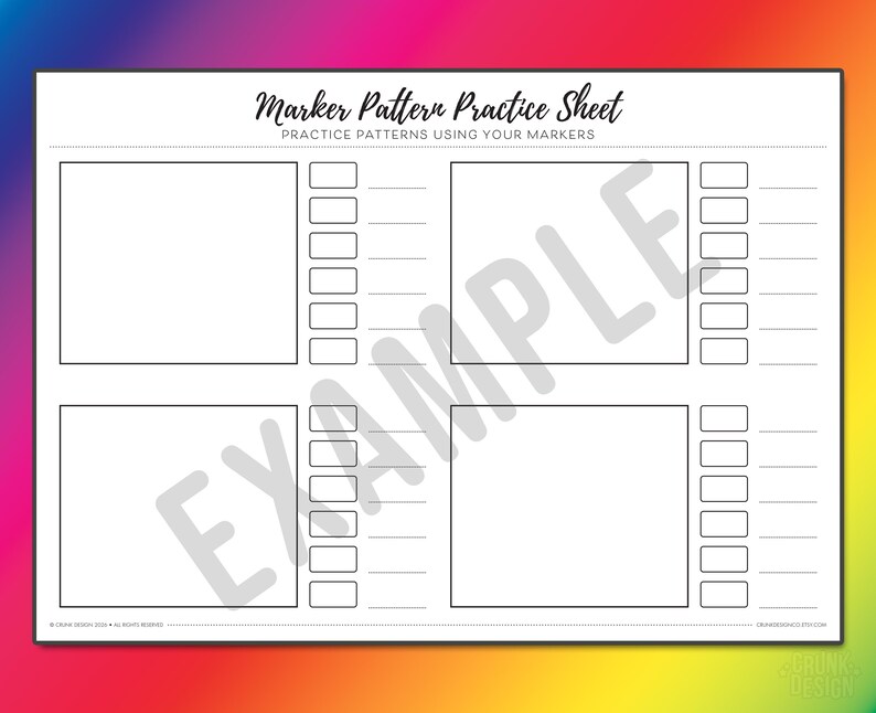 Marker Inscription Worksheet.pdf Marker Pattern Practice Sheets Printable • Alcohol Marker Practice PDF ...