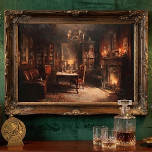 Lámina artística vintage de Dark Academia para sala de estudio: decoración de pared interior de estilo antiguo y melancólico (descarga digital)