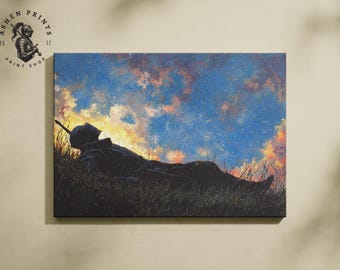 Knight Resting Under a Starry Sky – Medieval Fantasy Art Print
