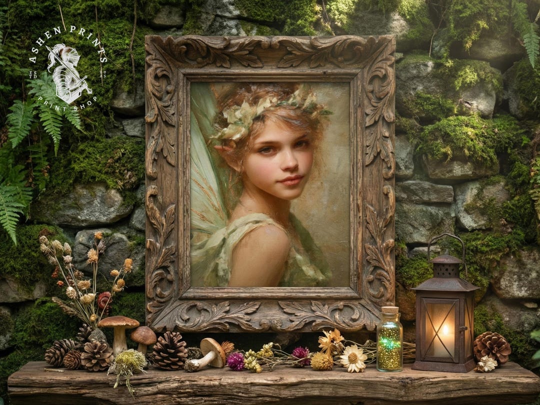 Ethereal Fairy Portrait Print – Vintage Fantasy Oil Painting Wall Art ...
