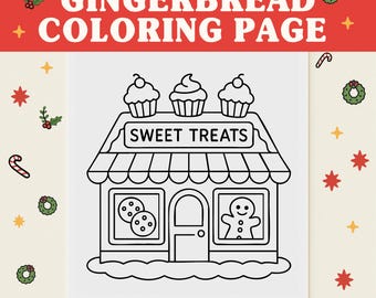 Lebkuchen Bäcker Malseite | Weihnachtslebkuchen-Shop Printable | Urlaub Malseite