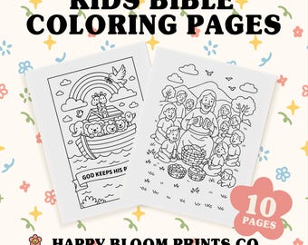 Bible Coloring Pages for Kids • Christian Activity Pack • Sunday School Coloring Sheets • Printable Bible Stories • Instant Download PDF