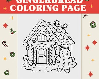 Lebkuchen-Haus zum Ausmalen | Weihnachts Malseite für Kinder | Urlaub Lebkuchen Printable