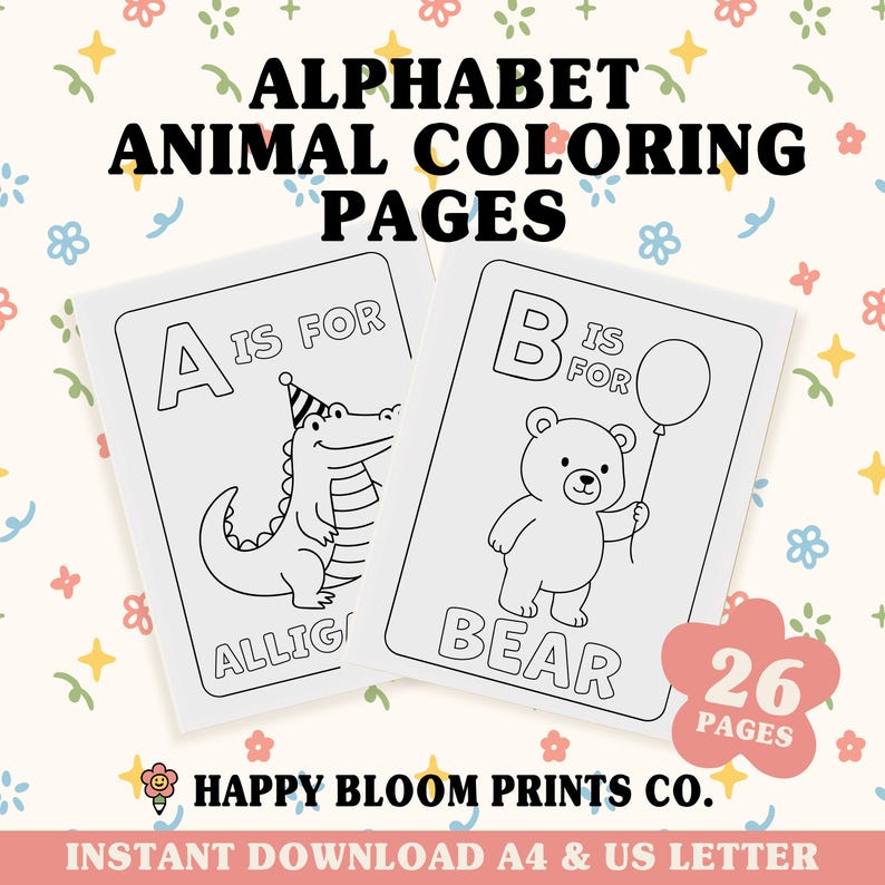 Alphabet Animal Coloring Pages for Kids | ABC Coloring Book Printable ...