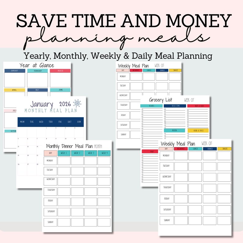Meal Planning Printable Planner Digital Download Meal Schedule Template Professional Meal Plan System Tool Busy Family Meal Organizer Tips image 3