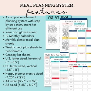 Meal Planning Printable Planner Digital Download Meal Schedule Template Professional Meal Plan System Tool Busy Family Meal Organizer Tips image 4