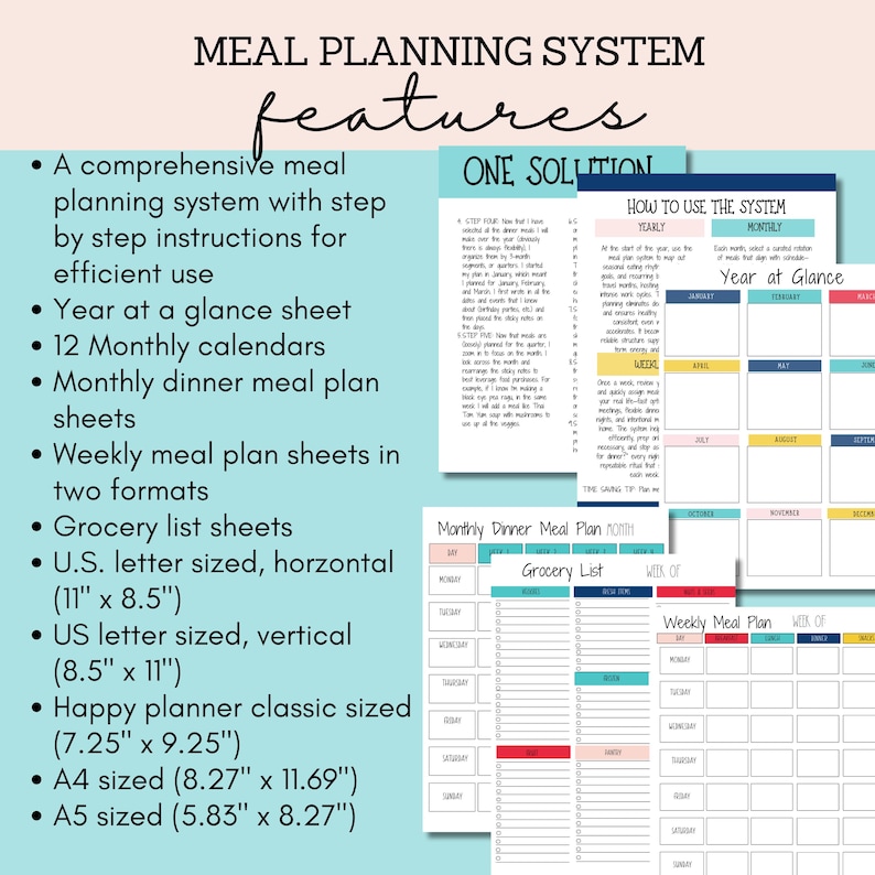 Meal Planning Printable Planner Digital Download Meal Schedule Template Professional Meal Plan System Tool Busy Family Meal Organizer Tips image 4