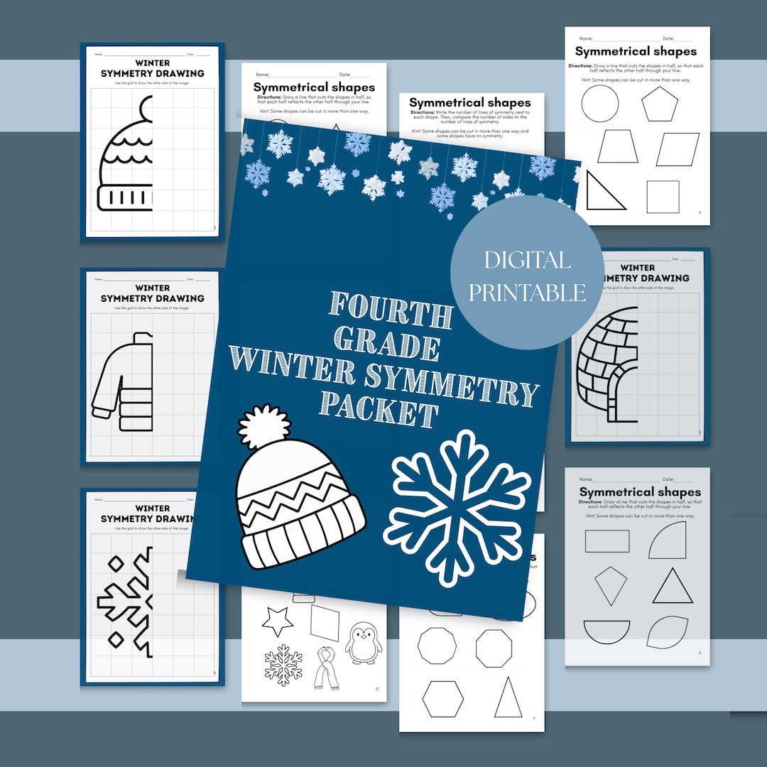 Symmetry Worksheet Packet Winter Theme Grade 4 Symmetry Practice Sheet ...