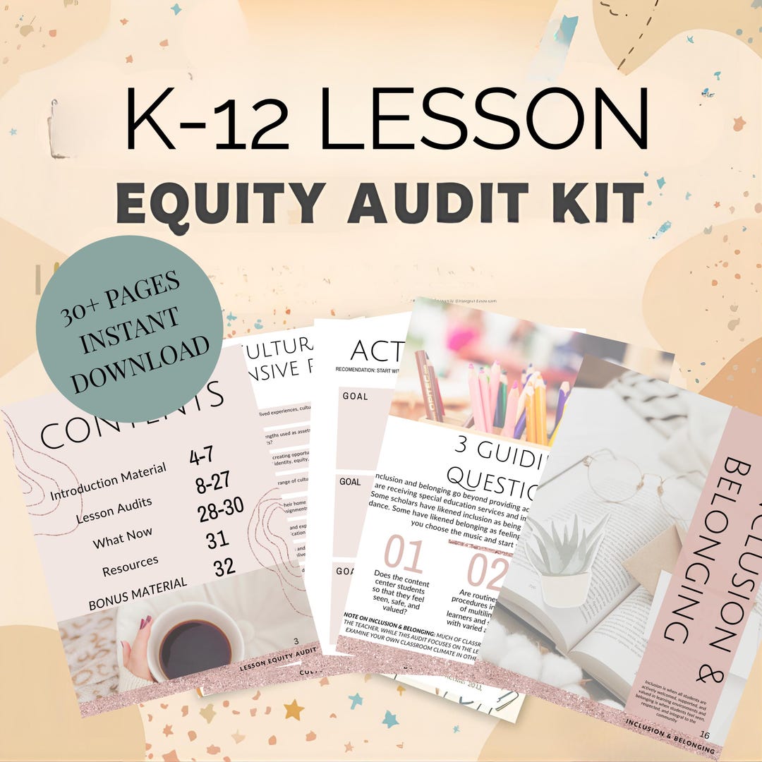 Lesson Equity Audit Guide Kit Printable K-12 Teachers Examine ...