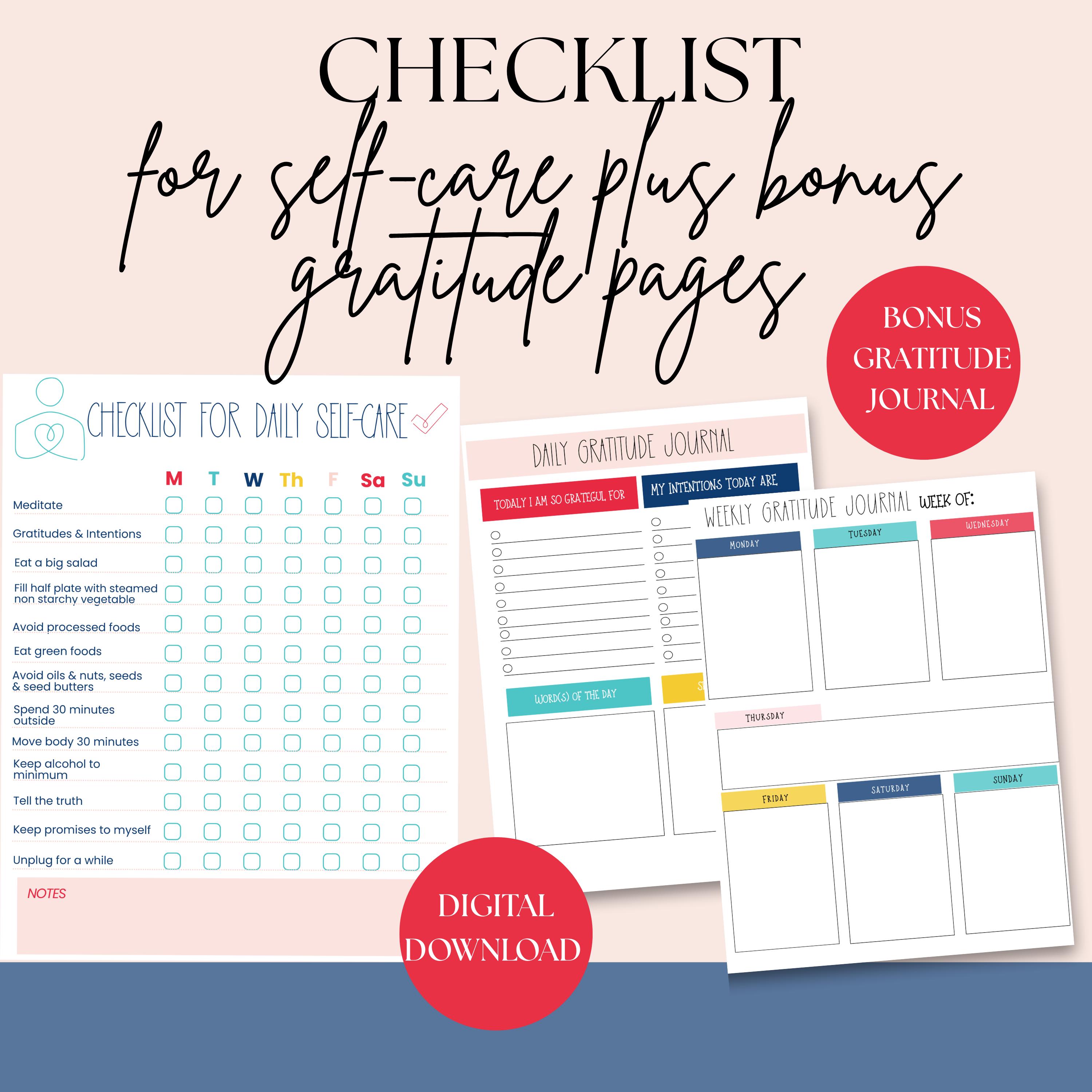 Self Care Checklist Editable in Canva Digital Self Care Planner ...