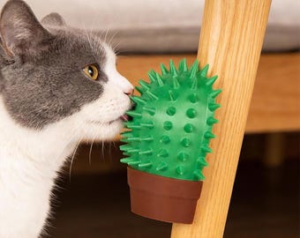 3D Printed Pet Cactus Self-Grooming Brush | cat hair remover | dog grooming shedding tool | cute pet wall scratch | home decor accessory