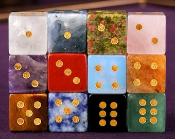 Luxurious Mahjong Dice - Premium Gemstone Collection with Golden Dots - 1 pcs High-Quality Dice for Mahjong Games - Perfect for Collectors