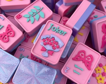Juego de Mahjong Americano para Fiesta en la Piscina, 160 fichas florales en relieve