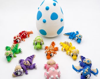 Mini crías de dinosaurio y cáscara de huevo moteada, se venden por separado, figura de dinosaurio adorable impresa en 3D