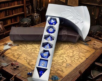 War Axe Dice Storage Box without Dice, Role-Playing Game Dice Box, 22mm Standard Polyhedral Dice Set, TRPG Accessory for Collectors