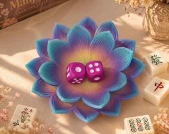 Lotus Mahjong Dice Tray – 3D Printed Flower Dice Holder
