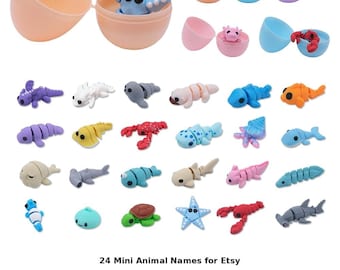 3D Printed Mini Ocean Creatures Easter Egg Surprise, Pastel Spring Toy Favors