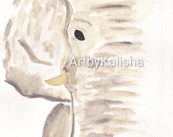 Elephant Watercolor Print