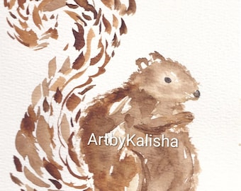 Eekhoorn aquarelprint
