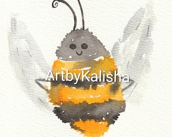 Impresión de acuarela de abeja