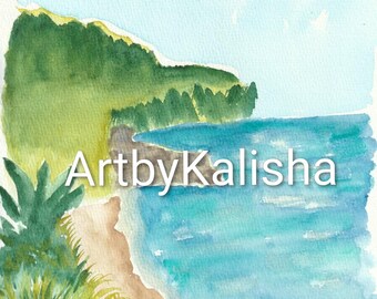 Coastline Watercolor Print