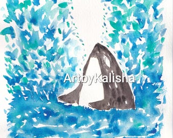 Orca Whale Watercolor Print