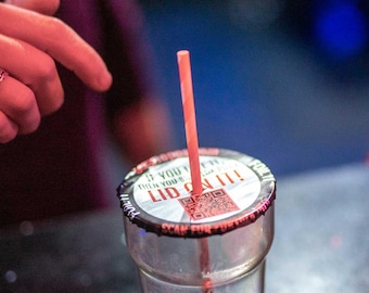 Disposable Drink Cover Stickers for Cups | Bar, Festival, Party Accessory (6 or 12 Pack)