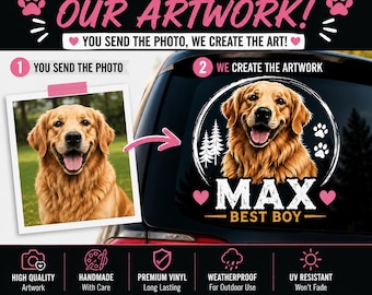 Custom Pet Portrait Decal, Personalized Dog or Cat Window Sticker, Pet Memorial Vinyl, Customized Car Window Decals