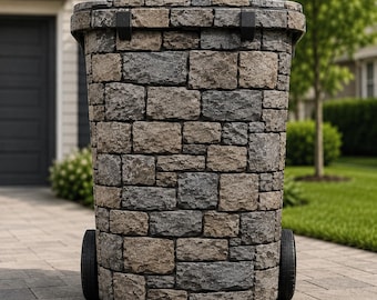 STONE WALL 3D TRASH Bin Wrap – Realistic rock & stone design